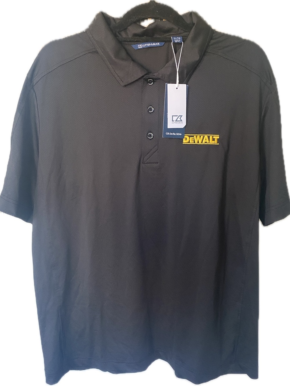 Cutter & Buck Black Polo with Yellow DeWalt Logo